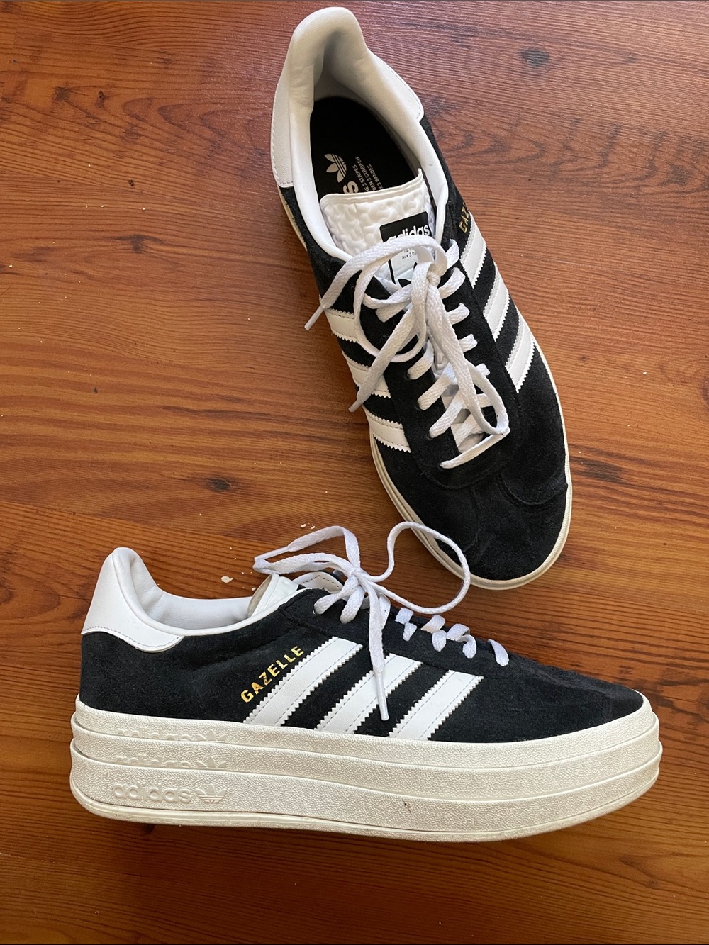 Adidas Gazelle Bold Platform Sneakers in Black and White